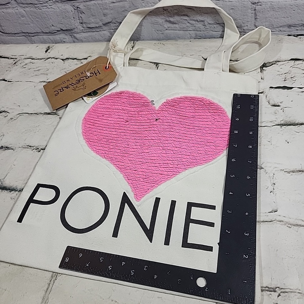 Horseware Ireland Heart Ponies Canvas and Sequins Tote - NEW - Picture 6 of 6